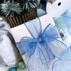 QIANF Blue Organza Sheer Ribbon with Glitter Stripes and Metallic