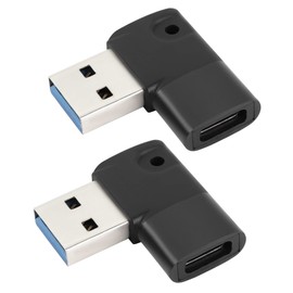 QIANRENON 90° Angle USB 3.0 to USB C Adapter 5Gbps USB A Male to Type C Female Right Angle Coupler L Shape Data Transfer Charging Port OTG for PC Laptop Tablet USB Charger Pack of 2