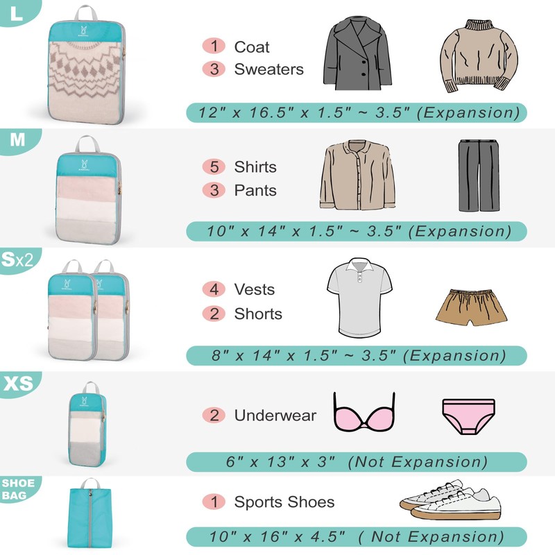 See Through Expandable Compression Packing Cubes, Mesh Travel Packing Cubes