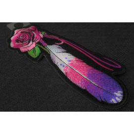 Ivamis Feather and Rose Pink Patch - 2.4x5.5 inch - P4921