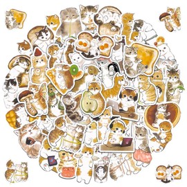 Cat Sticker Car Cute Cat Sticker Set 50 Pcs Waterproof Cat Sticker Pack Brand Stickers Suitcase Car Motorcycle Helmet Skateboard Guitar Etc (D)
