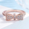 DOCCESTU 14k Rose Gold Women's Bow Ring Cubic Zirconia Fashion