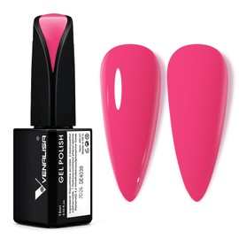 VENALISA 15ml Hot Pink Gel Nail Polish, Bright Neon Pink Gel Polish Summer Color Soak Off UV LED Nail Gel Polish Nail Art Starter Manicure Salon DIY at Home, 0.53 OZ
