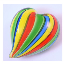 Tripact Inc M Design Art Handcraft Rainbow Stripe w/Murrine Heart Handcraft Paperweight PW-637 [Kitchen]