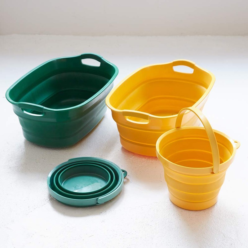 TRUSCO TORBGN Folding Bucket, Green, 2.2 gal (8 L)