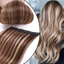 UK Fashion Shop Real Hair Clip-In Remy Real Hair Extensions Straight 1 Weft 5 Clips 40 cm / 45 g (1B Natural Black)