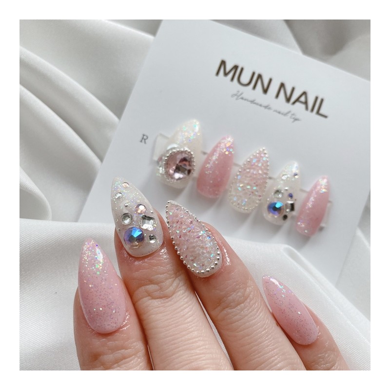 Pink dress nail tips - Long oval / 핑크드레스 네일팁