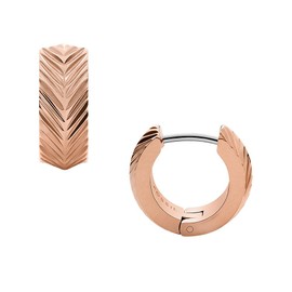 Fossil Harlow Linear Texture Hoop Earrings for Women Stainless Steel Rose Gold JF04662791, Stainless Steel, No Gemstone
