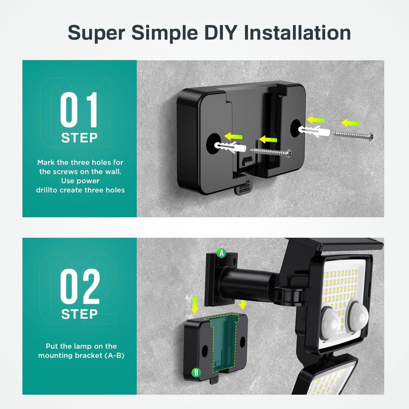 LYWALT Solar Outdoor Lights - 3000LM 188 LED Motion Sensor