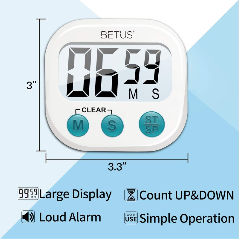Betus 2 Pack Digital Kitchen Timer - Big Digits, Simple