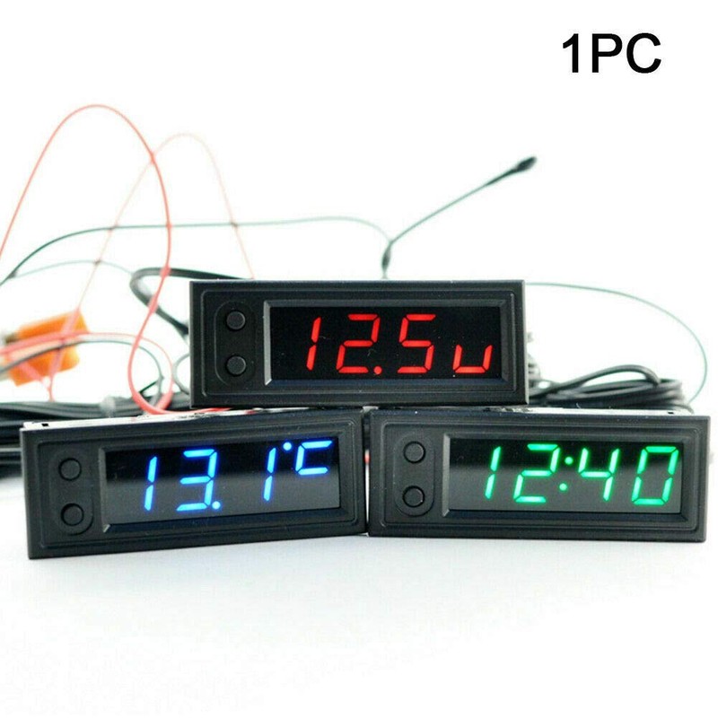 3 in 1 LCD Digital Electronic Clock Thermometer Voltmeter, Blue