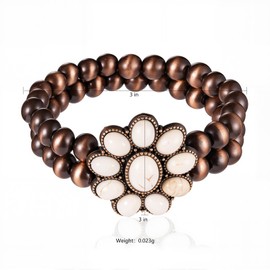 Montana West Rustic Couture's Jewelry Western Navajo Beaded Turquoise Cuff Bangle Bracelets Bohemian Vintage Elastic Bracelet for Women Cowgirl RCW-WH05WT