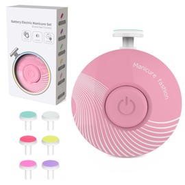 Baby Nail Trimmer Electric Baby Nail File Safe Baby Nail Clippers with 6 Grinding Heads Queit Baby Nail Polish Grooming Kit for Newborn Infant Toddler Adult Toes Fingernails Care - Pink