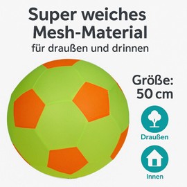 XXL Mesh Ball Giant Ball 50 cm Large Soft Mesh Ball Inflatable Fabric Ball Mesh Ball for Children, Adults and Seniors Sports Ball Gymnastics Ball Movement Ball (Yellow/Orange)