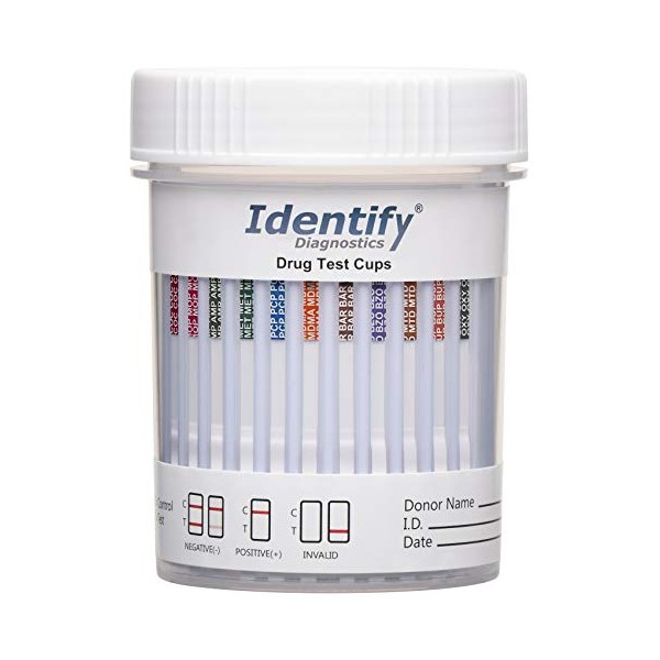 15 Pack Identify Diagnostics 12 Panel Drug Test Cup with BUP - Testing Instantly for 12 Different Drugs THC, COC, OXY, MDMA, BUP, MOP, AMP, BAR, BZO, MET, MTD, PCP ID-CP12-BUP (15)