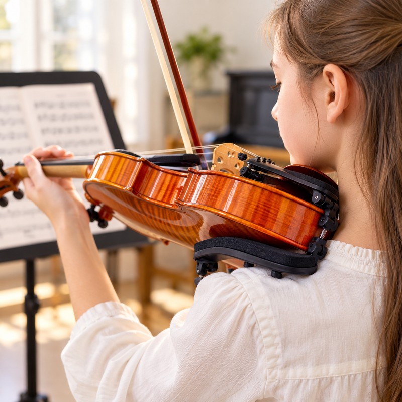 Adjustable Violin Shoulder Rest for 1/8–1/4 and 3/4–4/4 Violins –