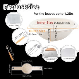 Pulp Banneton Bread Proofing Basket Set 2 10inch Round Bortform Sourdough Bread Baking Supplies Silicone Baking Mat - 30pcs Disposable Non-woven Liners - Flour Sieve - Bread Lame - Dough Whisk