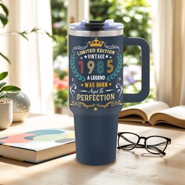 DUUV 40th Birthday Gifts for Men, 1985 Birthday Decorations Tumbler, 40 Year Old Gifts for Dad, Husband, Best Gift Ideas for Men, 40 Oz Tumbler with Handle Christmas Gifts