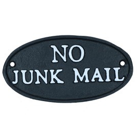 AB Tools No Junk Mail Cast Iron Sign Plaque Door Wall House Home Gate Post Yard