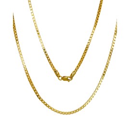 14K and 10K Real Gold Box Chain - 1mm 1.25mm 1.5mm 1.75mm 2.85mm Diamond Cut Gold Link Chain Necklace For Men - Dainty Yellow Gold Pendant Necklace For Women with Lobster Clasp 14" 16" 18" 20" 22"