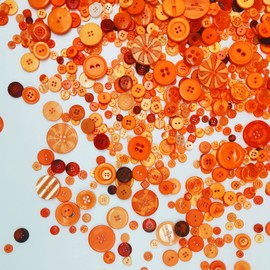 1600Pcs Assorted Sizes Orange Buttons for Crafts Mixed Orange Craft Button in Bulk Assortment