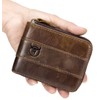 Genuine Leather Men Wallet Zipper RFID Blocking Vintage Bifold Wallets