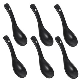 Alipis 6pcs Ceramic Spoon Table Soup Spoons Noodle Japanese Serving Spoon Rice Spoons Japanese Spoons Coffee Spoon Beautiful Spoons Serving Ladle Small Soup Spoons Food Ceramics Black