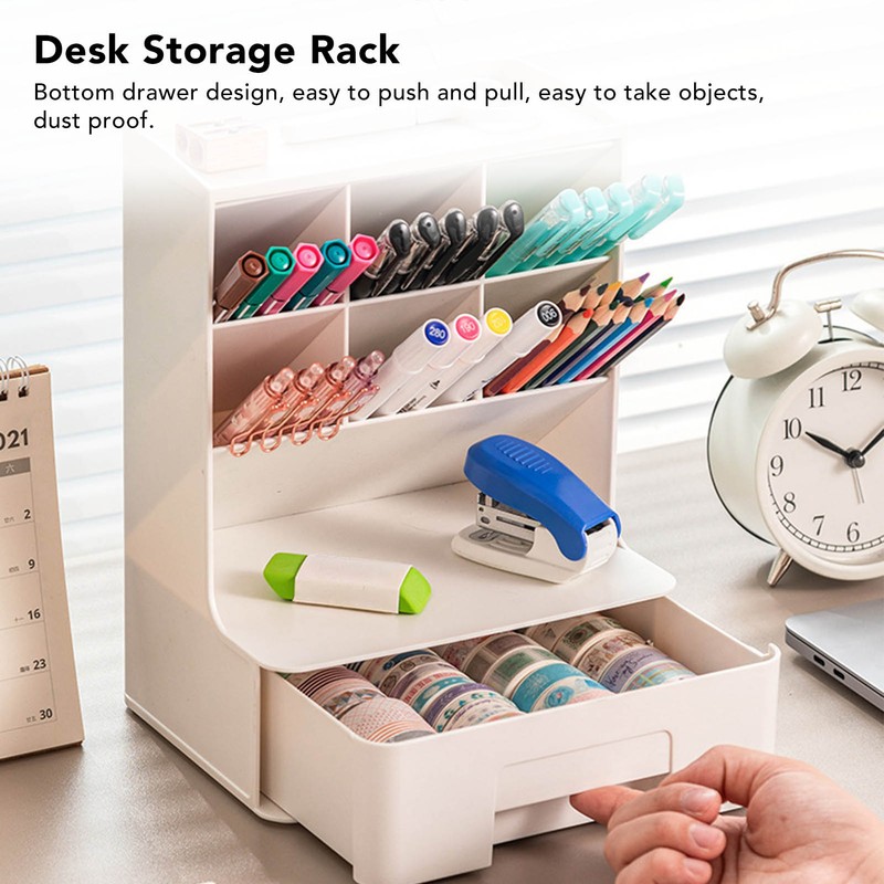 Storage Box Oblique Plug in Design Large Capacity Plastic Pen