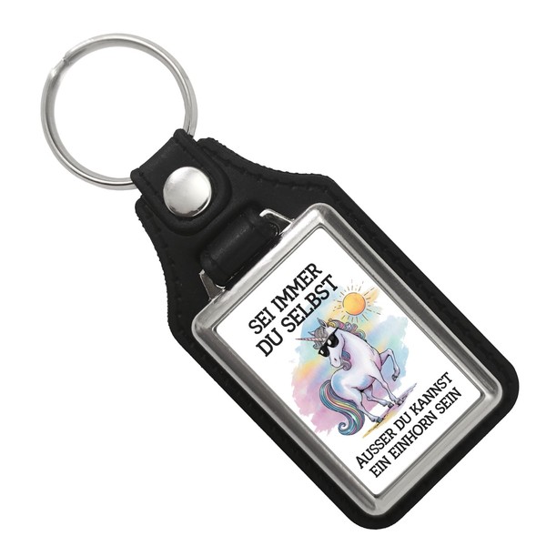 speecheese Einhorn mit Sonnenbrille Schlüsselanhänger mit Kunstleder-Anhänger Sei ein Einhorn