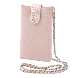 Plex Smartphone Shoulder Smartphone Pouch Smartphone Party Bag Bead Bijou Chain Crossbody, Pink
