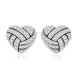 Volleyball Earrings Studs Heart Sterling Silver Sport Jewelry for Women Players and Fans - Gift