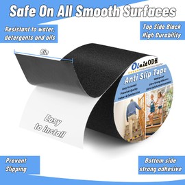 Oleitodh Non Slip Safety Grip Tape for Stairs Steps 6 in x 60Ft Non Skid Tread High Traction Friction, Black Strong Grip Abrasive Adhesive Hazard Caution Tape