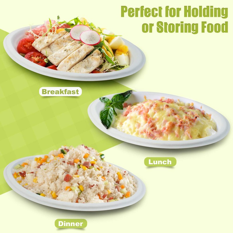 Green Earth, 10-Inch, 125-Count, Compostable Plates, Natural Bagasse (Sugarcane Fiber),