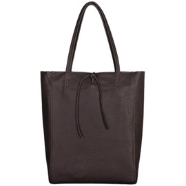 TAKEASY Italian Genuine Leather Tote Bag for Women with Zipper | Large Tall Soft Unlined Handbag Purse for Shopping Work Travel (Chocolate)