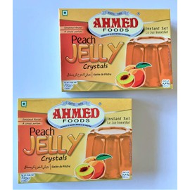 Ahmed Foods PEACH Jelly Crystals, Instant Set Jello 70g (2 Packs) - Certified Halal