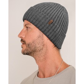 FURTALK Beanie Hat Men Women Fleece Lined Winter Hats Warm Thermal Hat Knit Cuffed Beanie Unisex Plain Skull Cap Dark Grey