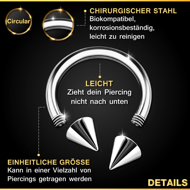 KJM Fashion 3 x Steel Horseshoe Ring 1.2 mm 16