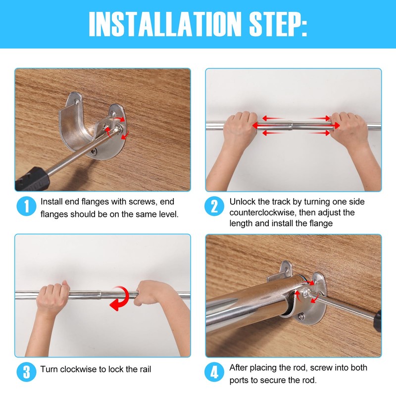 Wardlock 31cm-52cm Extendable Stainless Steel Wardrobe Rail, Adjustable Clothes Rail