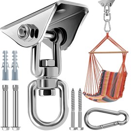 Morzejar 360 Rotating Hammock Hanging Kit - Heavy Duty Stainless Steel 1000 lb Loading Hammock Hooks for Trapeze, Yoga, Boxing Bag, Hammock Chair, Porch
