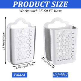 DANHMAO Expandable Garden Hose Holder Self Draining Hose Storage Organizer for 25-50ft Hose Storage Container Hose Carrying Case for Outside Yard, Garden, Patio