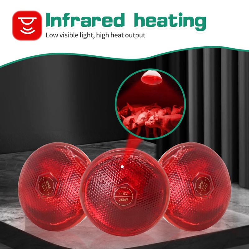 Lucky Farm Heat Lamp Infrared Bulbs 2pcs 250W for Chicken
