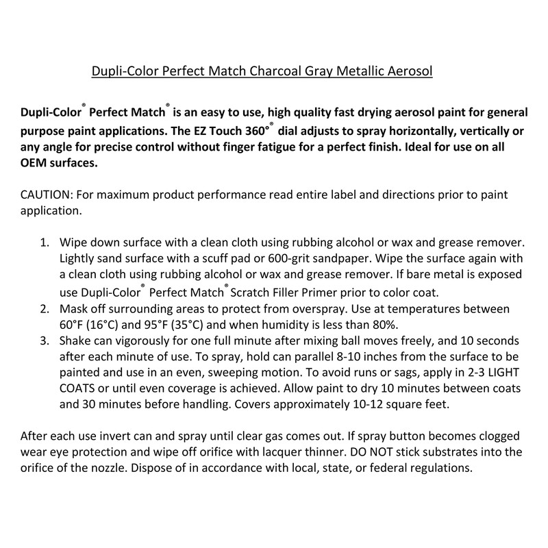 Dupli-Color EBCC03317 Perfect Match Automotive Spray Paint – Chrysler Charcoal
