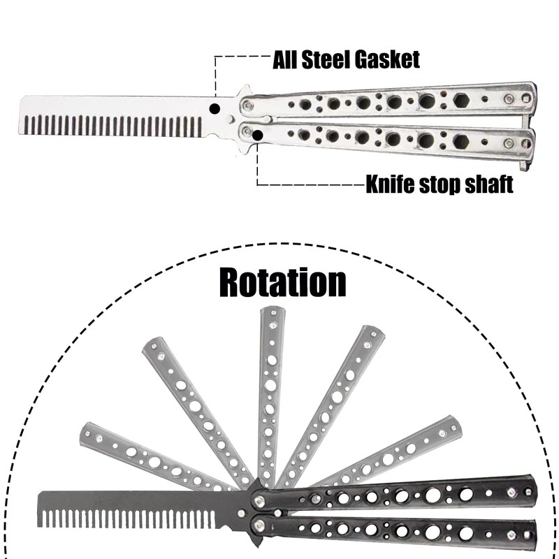 Tomuvpzn Butterfly Comb, 2 PCS Stainless Steel Folding Practice Hair