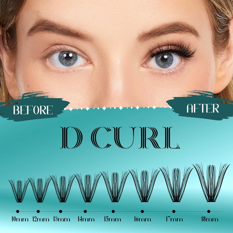 GEMERRY DIY Cluster Eyelash Extensions Kit with Lash Bond and
