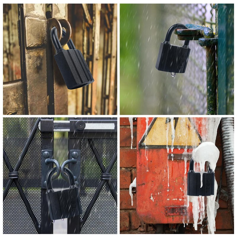 Padlock with Key, Weatherproof Lock Padlocks for Sheds, Containers, Warehouses,