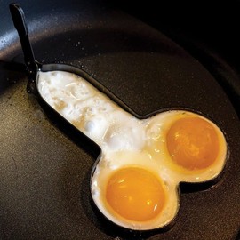 Sujosa 2pcs Funny Egg Rings, Stainless Steel Nonstick Egg Cooking Mold with Foldable Handle, Romantic White Elephant Gifts DIY Kitchen Fryer Tool for Frying Eggs Mcmuffins and Omelet (Male)