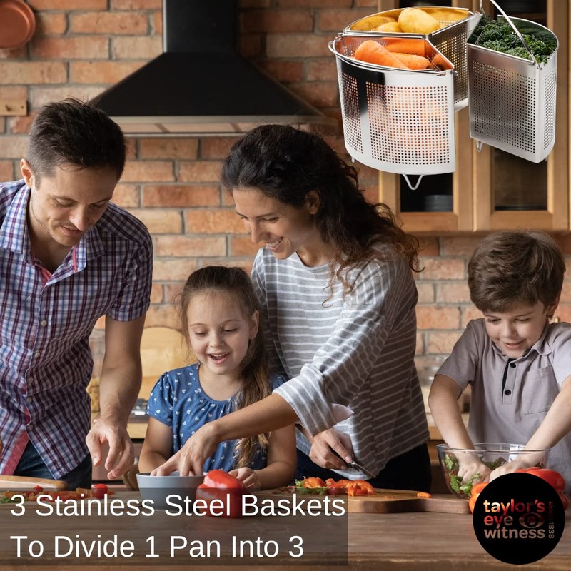 Family Saucepan Triple Divider Separator Set - Saves Cooking Space