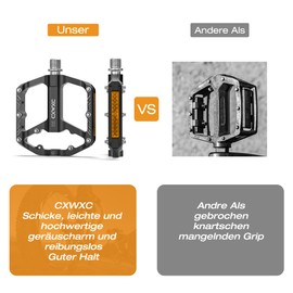 CXWXC Bicycle Pedals with Reflectors 9/16 Inch CNC Aluminium MTB Pedals Lightweight Non-Slip for Mountain Bike, City Bike, Road Bike