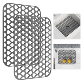 Silicone Sink Mat 2PCS TOOVEM Sink Protectors for Kitchen Sinks, Non-Slip Folding Grid for Bottom of Farmhouse Stainless Steel Porcelain Sink Pad