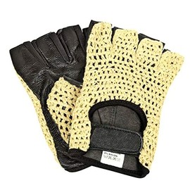 Cycling Gloves Retro Vintage Biker Gloves Padded Black Half Finger Cycling Gloves Training Gloves for Cycling MTB Fitness Lambskin Leather Cotton Size L